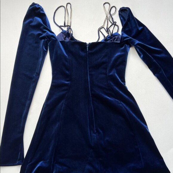House of CB dress Mistress Rocks velvet Blue Crystal Mini event night party S - Picture 15 of 15